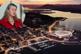 Labor Bass MP Janie Finlay (inset) has supported opposition leader Dean Winter's change in stance on a new Hobart stadium. Picture supplied, inset by Rod Thompson