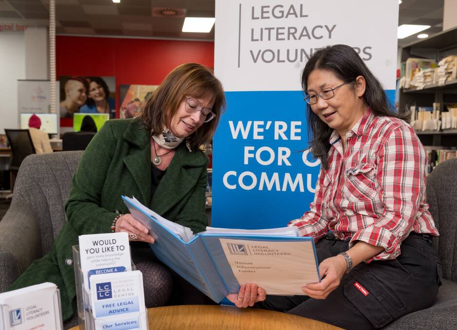 Legal Literacy Volunteers coordinator Sarah Ince and volunteer Cecelia Chiu at Launceston Library. Picture by Phillip Biggs