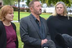 Tasmanian Jacqui Lambie Network MHAs Miriam Beswick, Andrew Jenner and Rebekah Pentland at their first media appearance together since the March state election.