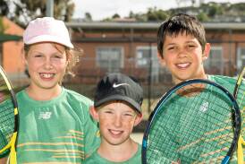 Tennis players Lily Fletcher, Freddy Barnewall and Chase Richardson. Picture by Phillip Biggs