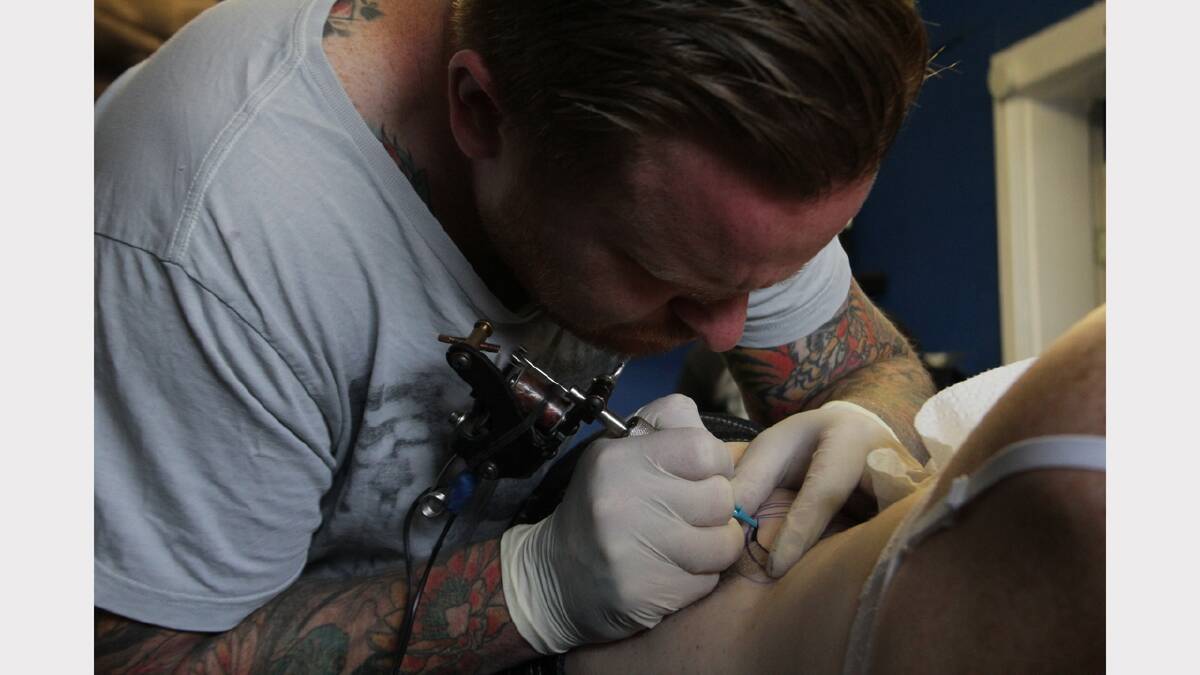 A day at Launceston tattoo studio, Of Kings and Gods. Picture: Phillip Biggs