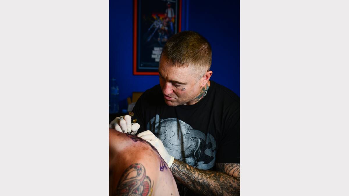 A day at Launceston tattoo studio, Of Kings and Gods. Picture: Phillip Biggs