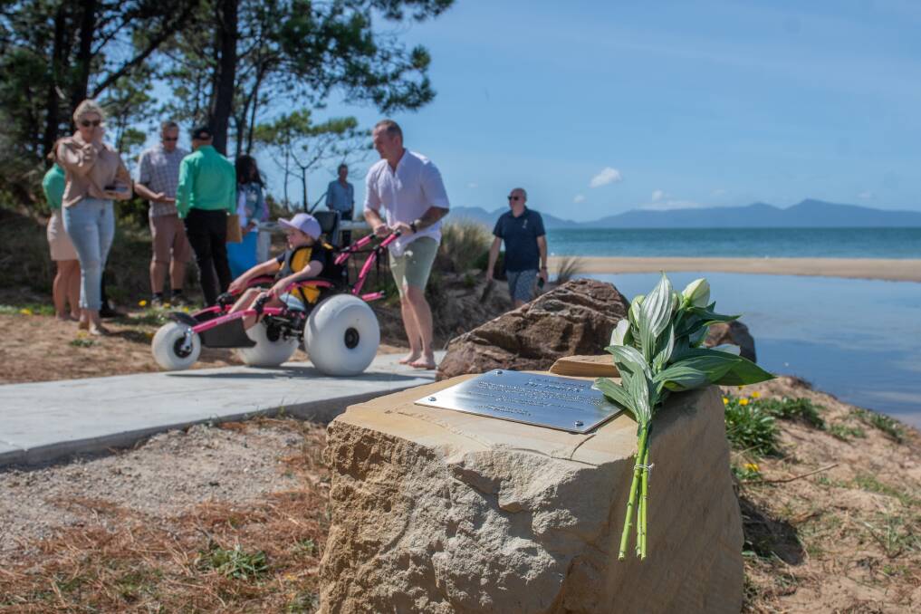 A plaque is in memory of Pip Briggs at Swansea Beach's new ramp to improve access to the water. Picture by Paul Scambler