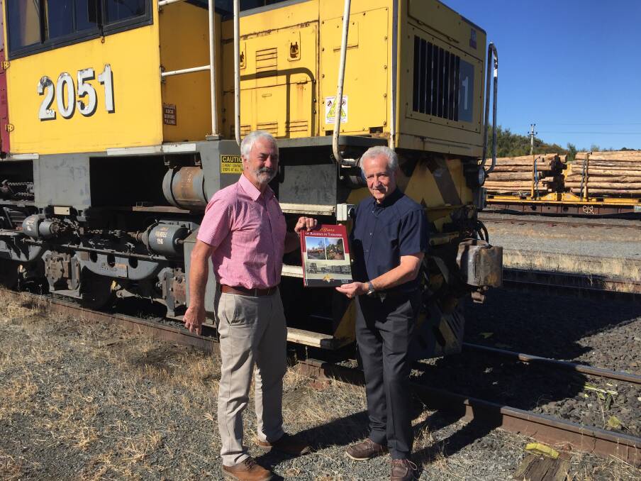 RAILWAYS: Authors Lou Rae and Tony Cohen have released their new book, 150 Years of Railways in Tasmania. Picture: Adam Daunt