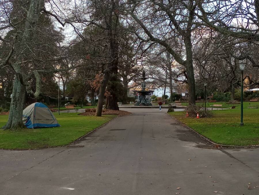 A tent pitched in Princes Square in 2023, near where many of the concerned members of the public live and work. File picture by Charmaine Manuel
