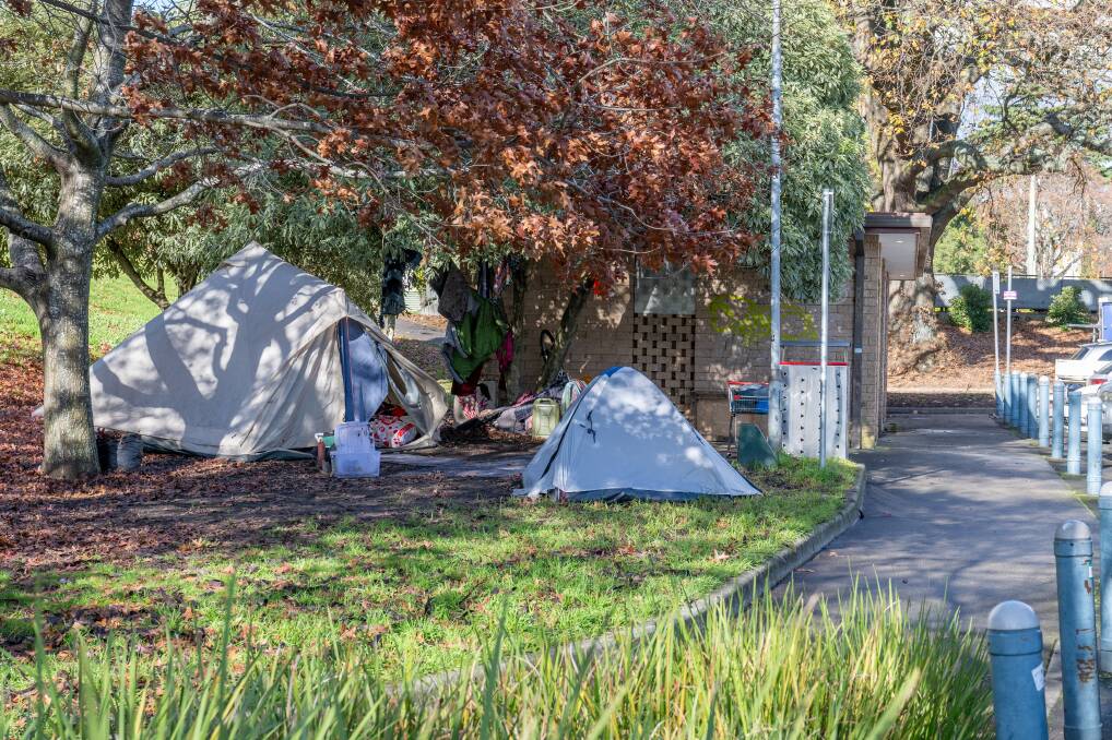 Tents pitched at Royal Park in 2023 by homeless people. Picture by Paul Scambler