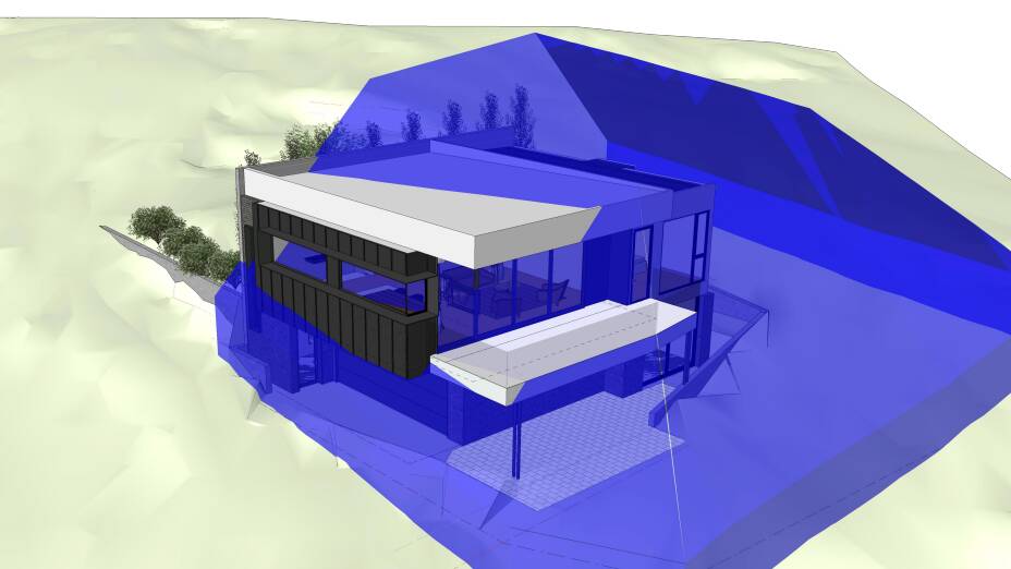 A render by S Group showing the building envelope in blue. Picture supplied