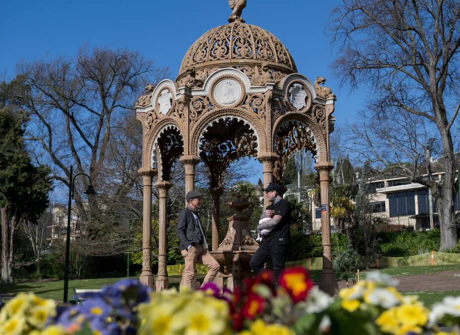 Public space project officer Geoff Farquhar-Still and Launceston mayor Matthew Garwood at the Children's Jubilee Fountain at City Park. Picture by Phillip Biggs