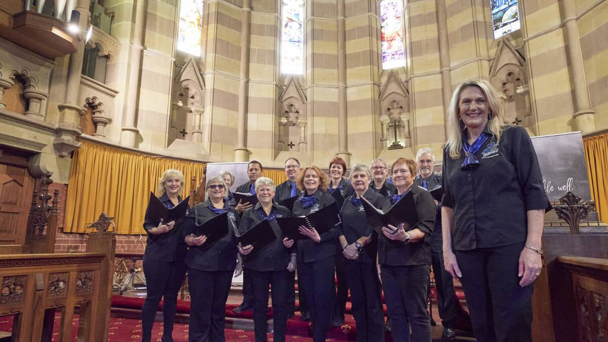 SINGING THEIR PRAISES: VOX Harmony choir members with director Denise Sam will join The Australian Voices choir at St John's Church, Launceston next week for the Festival of Voices. Picture: Rod Thompson. 