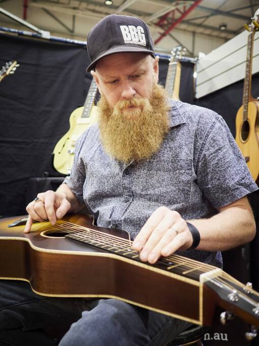 Guitar maker Billy Tarrant of Devonport showcases his artisan instruments. Picture Rod Thompson