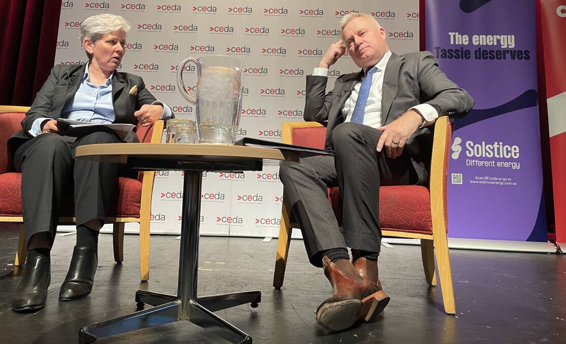 Premier Jeremy Rockliff with Westpac chief economist Luci Ellis at the CEDA conference on Wednesday July 3. Picture by Ben Seeder