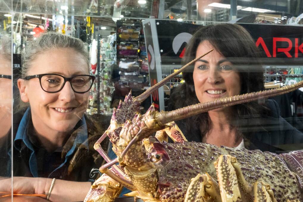 Primary Industries and Water Minister Jo Palmer was joined by TARFish chief executive Jane Gallichan to announce the reopening of two rock lobster research areas to recreational fishers. Picture by Phillip Biggs