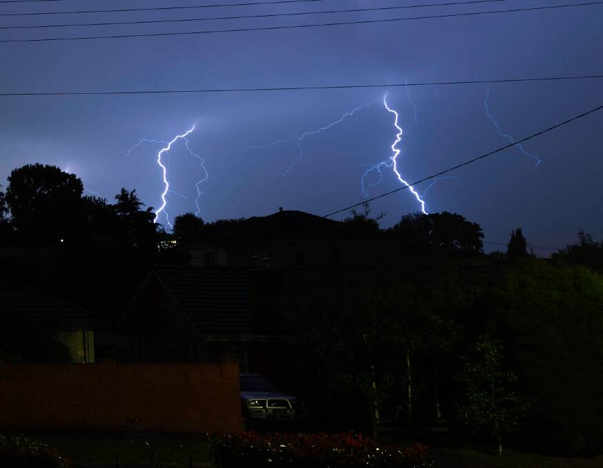 More than 43,000 lightning strikes struck Tasmania on Saturday night. Picture by Fergus Gregory 