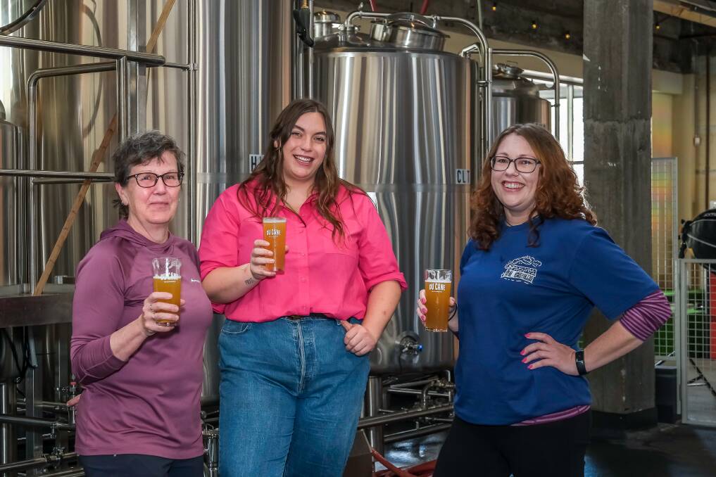 Du Cane team member Mary-Ann Cook, venue supervisor Maighan Brandwood and front of house staff Kareena Bristow. All were part of the team of five that brewed the beer. Picture Craig George