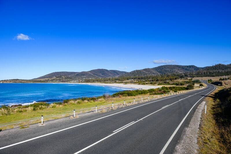 The Tasman Highway between Bicheno and Falmouth. Picture supplied 
