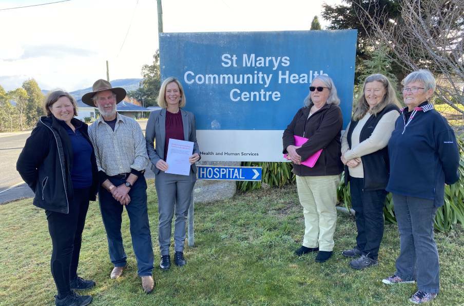 Rebecca White with St Marys community members Barbara Longue, Frank Giles, Wendy Fowler, Sue Christensen and Annette Wines. Picture supplied.