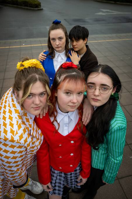 Newstead College students Michael St.Michael, Tiana Plumbridge, Katie McCarron, Alexia Blakeley and Jessie Baker for Heathers The Musical. Picture Paul Scambler
