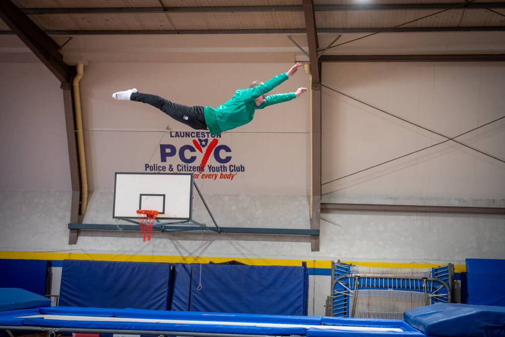 Leuca McLeod takes flight at PCYC Newstead. Picture Paul Scambler