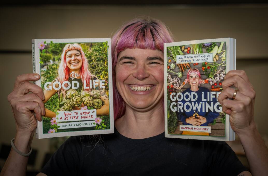 Hannah Moloney with her first book Good Life and new release Good Life Growing at the Launceston launch. Picture Paul Scambler