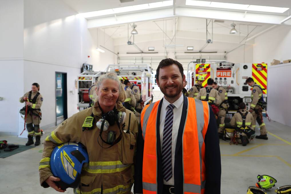 Police, Fire and Emergency Management Minister Felix Ellis with TFS station officer and firefighter development program manager Emma Weitnauer. Picture supplied 