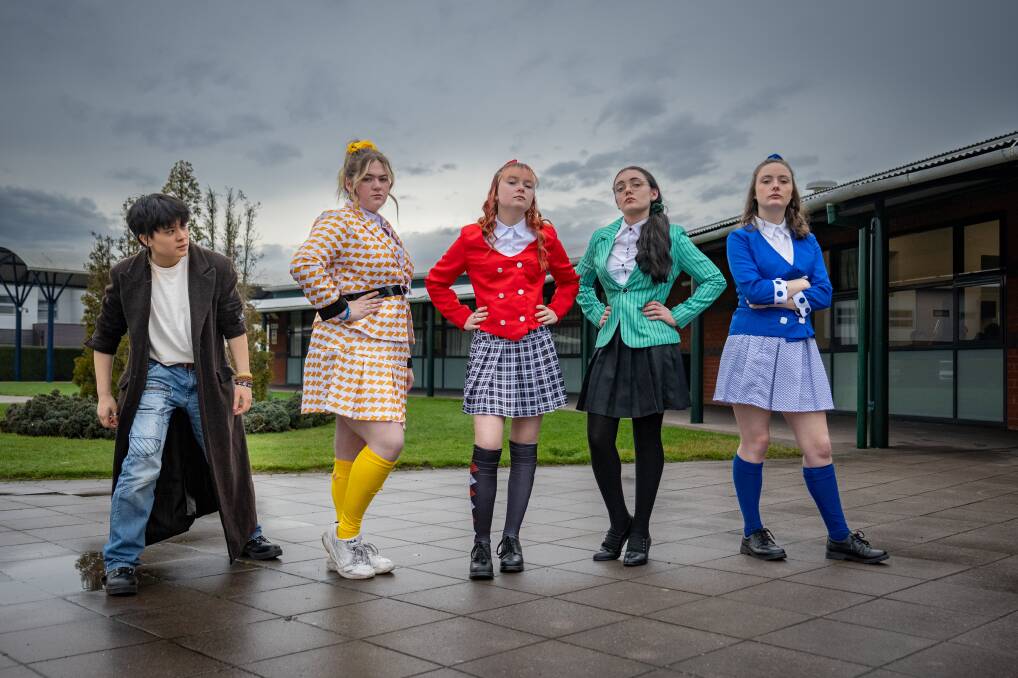 Newstead College students Michael St.Michael, Tiana Plumbridge, Katie McCarron, Alexia Blakeley and Jessie Baker for Heathers The Musical. Picture Paul Scambler