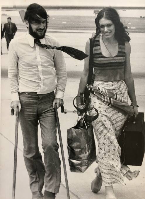 John and Katy at returning home at Launceston Airport in 1972. Picture supplied