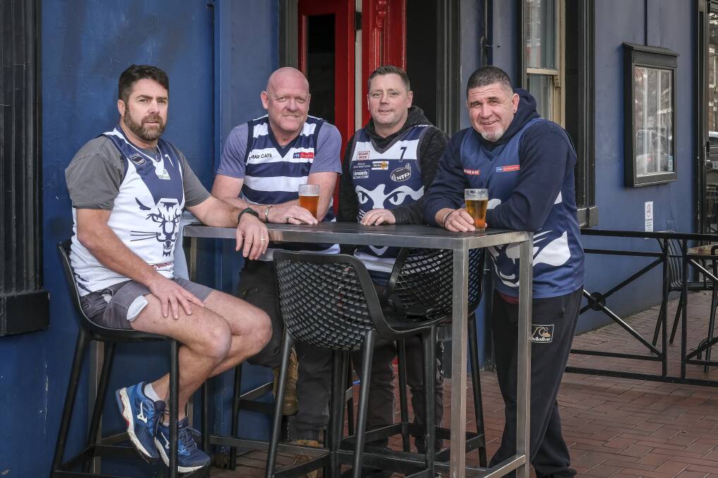 Jason Savage, Jezza Hinds, Wayne Flanagan and Dwayne Beeton from
Tamar Cats Football Club. They will be one of up to 60 people celebrating on Saturday. Picture by Craig George