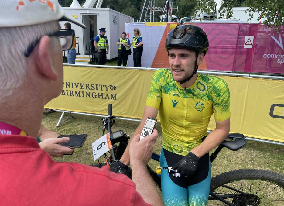 Mountain biker Sam Fox after finishing sixth at last year's Commonwealth Games in Birmingham. Picture Tasmanian Institute of Sport