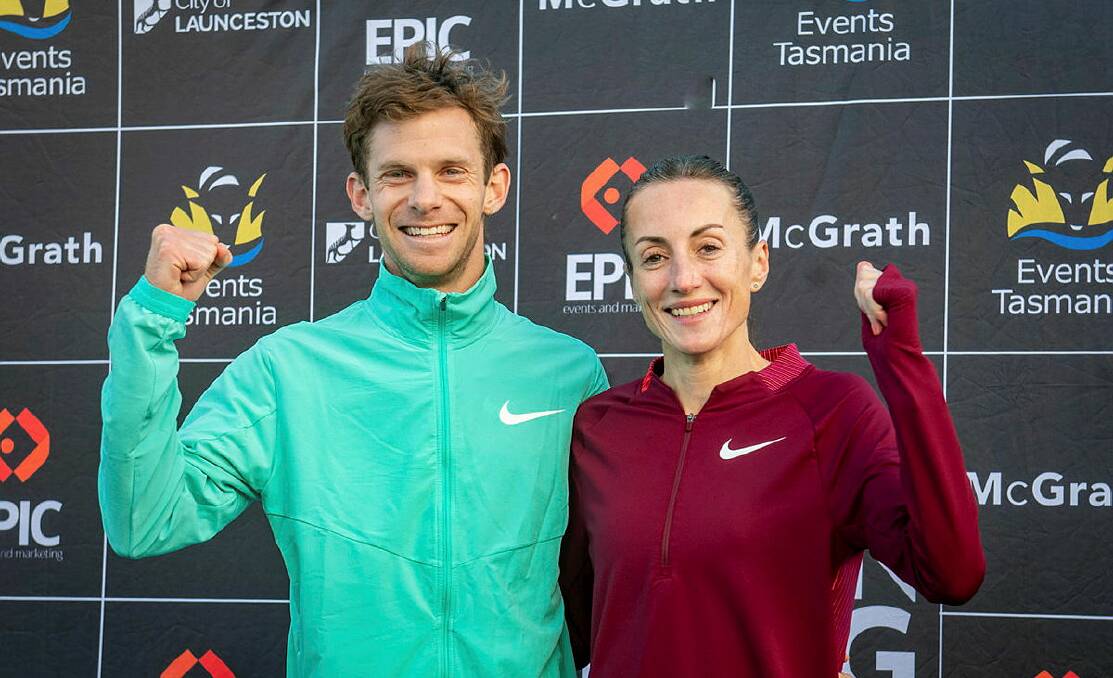 Brett Robinson and Sinead Diver both won the half-marathon at the Launceston Running Festival in 2022. Picture by Paul Scambler