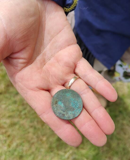 An 1827 coin found at the site. Picture from Facebook/Launceston Historical Society. 