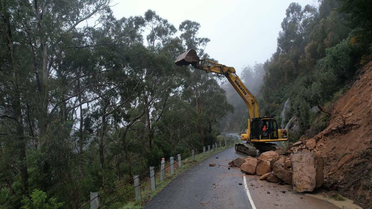 The rockslide that closed the road. Picture supplied