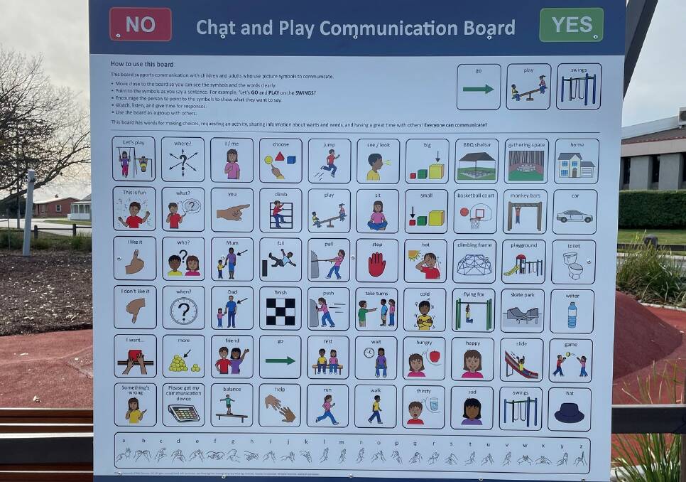 The newly-unveiled playground communication board in Regent Square. Picture supplied by the George Town Council