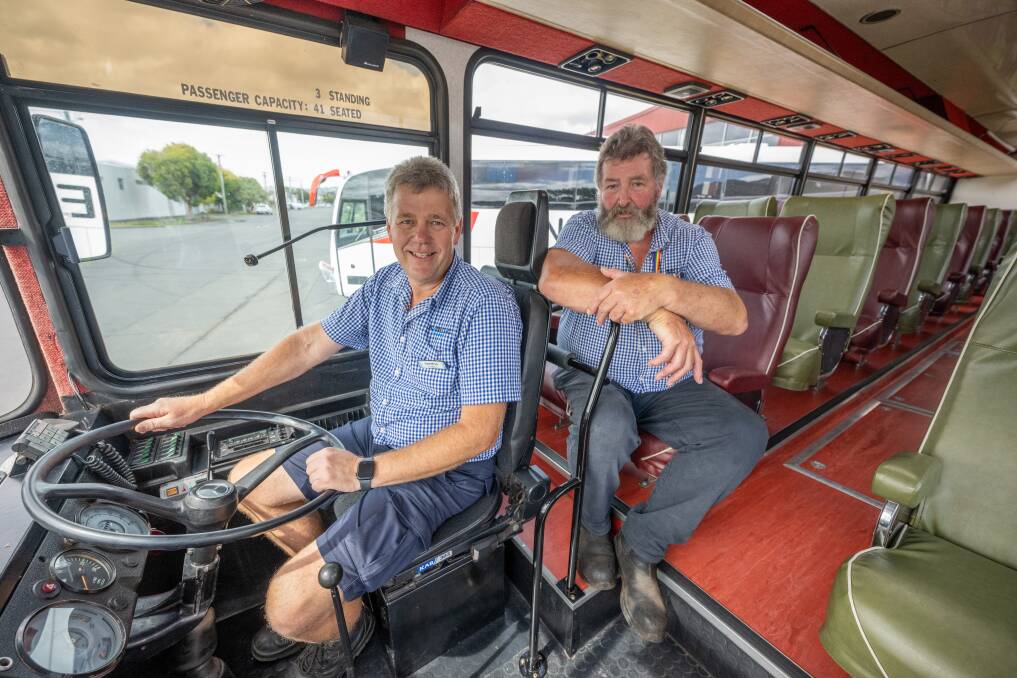 Bus drivers Lyndon Lewis of Launceston and Laurie Marshall of Devonport. Picture by Paul Scambler