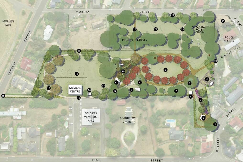 A map of the drafted plans for Evandale's Pioneer Park. Picture by Northern Midlands Council