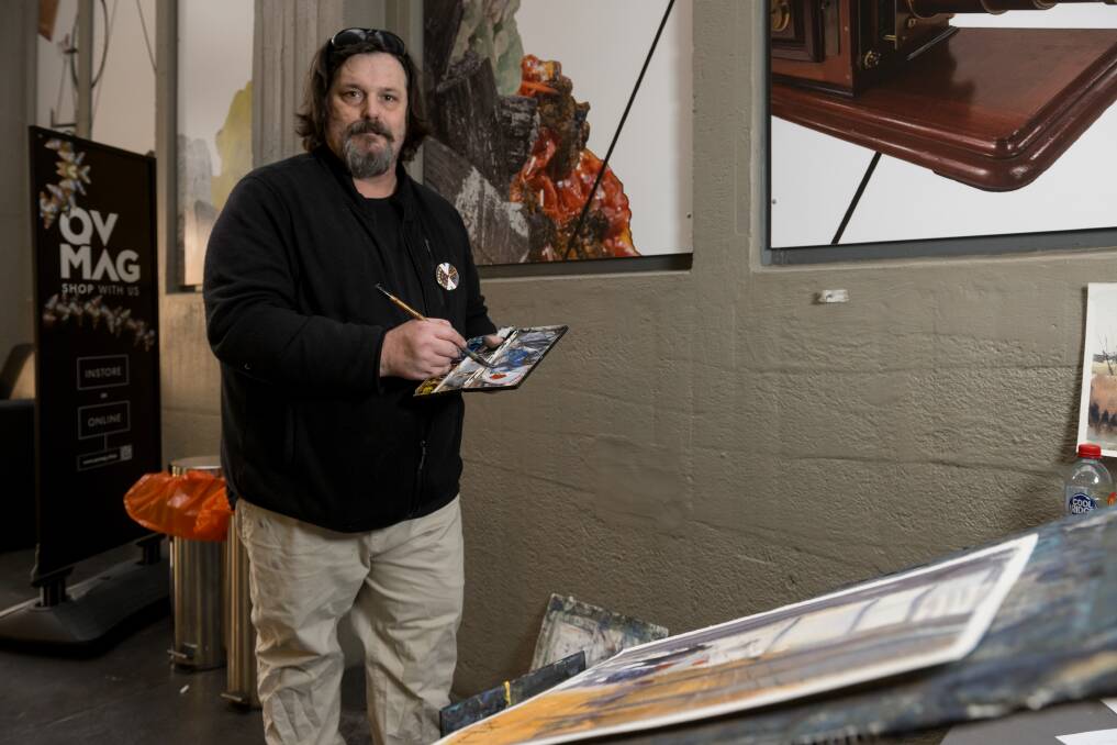 As part of NAIDOC Week 2024 celebrations, QVMAG has welcomed Tasmanian
Aboriginal artist Rod Gardner in for a series of free, live art sessions. Picture by Phillip Biggs