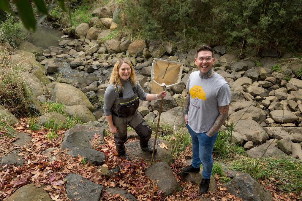 Manager of Parks and Sustainability Kathryn Pugh and Launceston acting mayor Matthew Garwood at Kings Meadows Rivulet in Punchbowl Reserve. Photo by Phillip Biggs