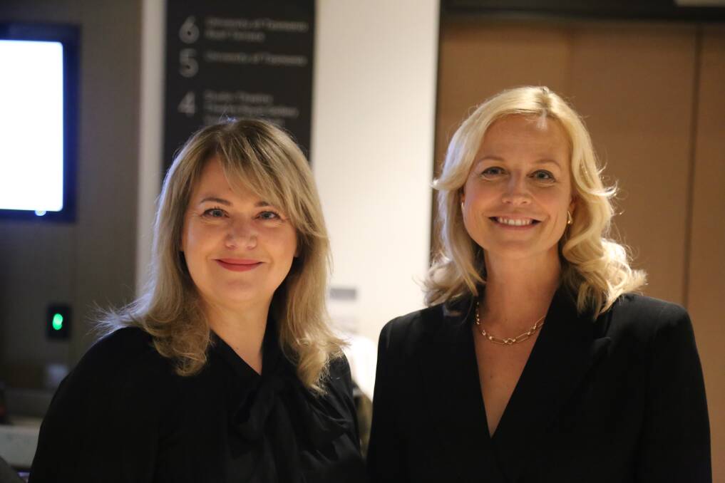 Minister for arts Madeleine Ogilvie with Marta Dusseldorp, the producer and lead actor of Bay of Fires, and co-founder of Archipelago Productions.