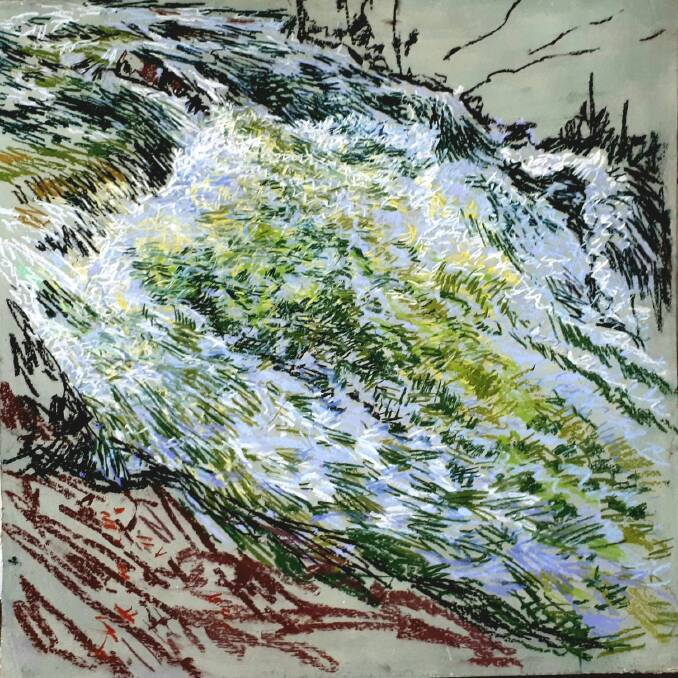 An unfinished Jonathan Bowden pastel painting of Corra Linn river. Picture supplied