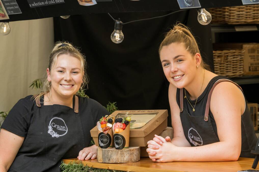 Laura Warren and Amy Prokepiec at Graze Tasmania at Festivale. Picture by Phillip Biggs for The Examiner