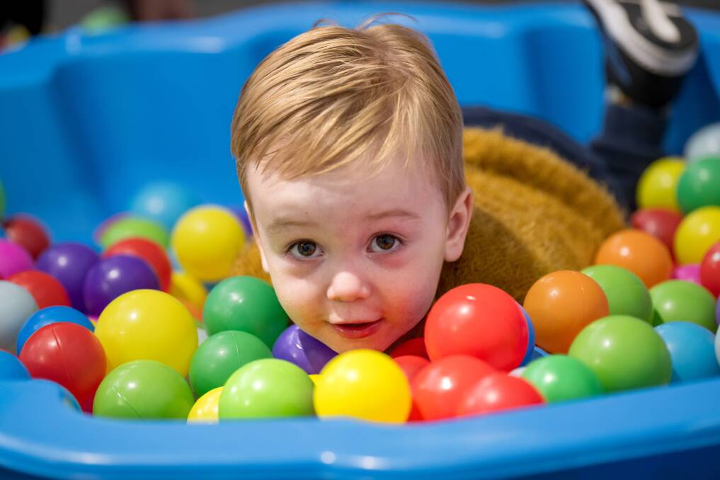 20-month-old Archer Theobald playing in the ball pit. Picture by Phillip Biggs 