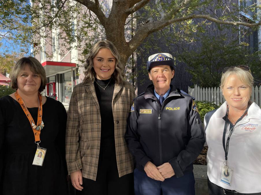 Acting director of TasTAFE education operations Danielle Morgan, successful applicant for the The Tasmania Police Charity Trust TasTAFE Scholarship Anna Suitor, Commissioner Donna Adams and chair of The Tasmanian Police Charity Trust, and detective constable and northern board member. Picture by Saree Salter 
