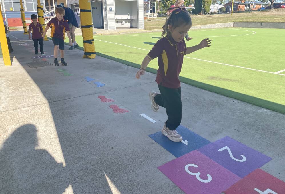 Students at Waverley Primary School using the regulation track. Picture by Saree Salter 