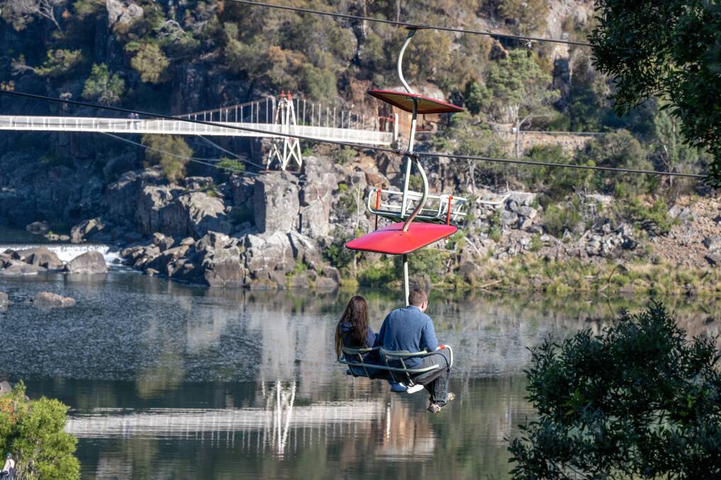 The Gorge Scenic Chairlift. Built in 1972, this chairlift spans 457 m. across the Cataract Gorge, and is the world's longest single chairlift span.
Launceston Cataract Gorge Reserve. Picture by Paul Scambler