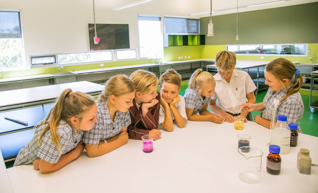 READY TO LEARN: Grade 6 students Georgie Morris, Molly Lyne, Charlie Crosby, Wills Moses, Amity Batt, Archie Jones and Scarlett O'Keefe in one of the new labs.