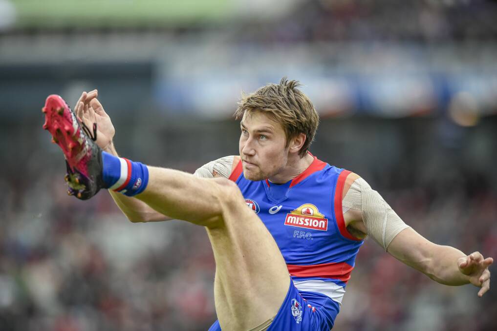 HOME GAME: Ryan Gardner in action during the Western Bulldogs' elimination final win over Essendon at Launceston's UTAS Stadium on Sunday. Picture: Craig George 