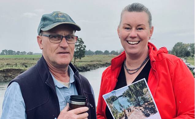 Angler Gary French and Labor Bass MHA Janie Finlay discuss the state's inland fisheries. Supplied picture