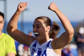 Jen Guy celebrating for North Melbourne. Picture supplied