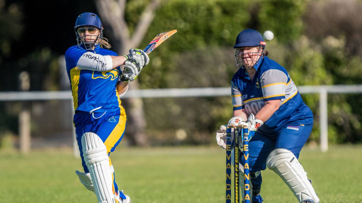 True all-rounder: Maxine Woods, pictured behind the stumps of Evandale's Belinda Prior, has been strong with both bat and ball.