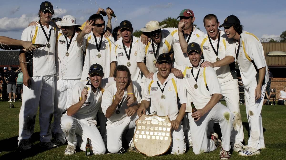 Legana Cricket Club's 2008-09 A-grade side celebrate their premiership win. File picture