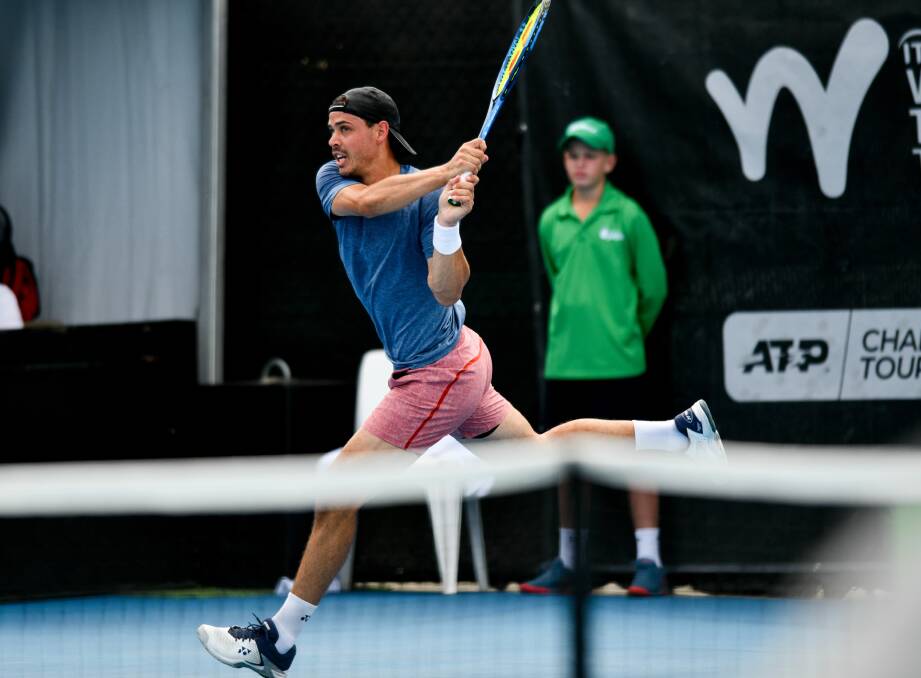 Flying: Alex Bolt, pictured at last year's Launceston International, pushed Grigor Dimitrov to his limits in the first set of their Australian Open clash. 
